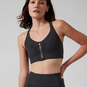 Athleta Black Front-Zip High Support Sports Bra